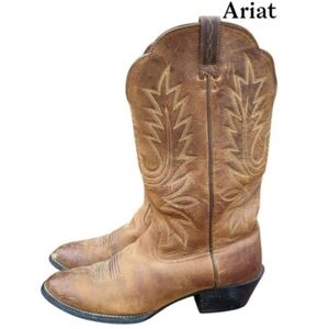 Ariat Heritage Round Brown Leather Western Cowgirl Cowboy Boot Women 8.5 Wide C